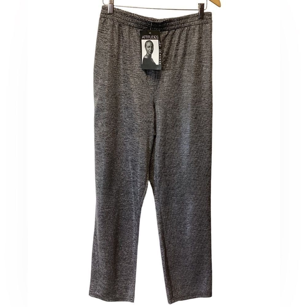 NWT‎ Attitude by Renee (QVC)foil gray pull on pants size XL